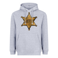 Heather Grey sheriff star Heavyweight Hoodie - BarkalooDesign