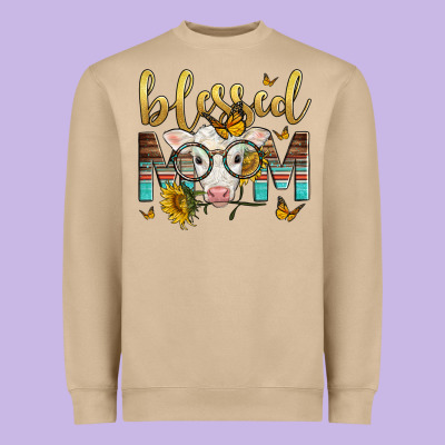 Western Blessed Mom Baby Calf Mother's Day Heavyweight Sweatshirt Designed By Lillyallendesigns