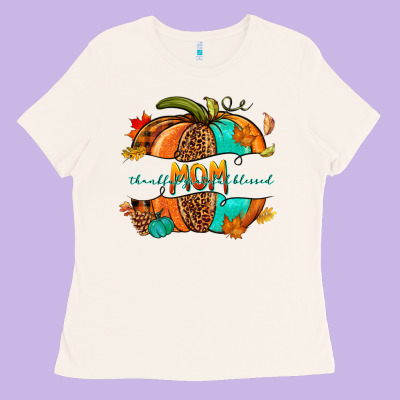Thankful Grateful Blessed Mom Pumpkin Ladies Tee Designed By Nancycooperartshop