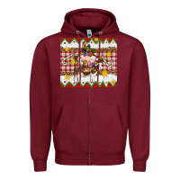 Burgundy Stacked Christmas Farm Zipper Hoodie - Artiststas