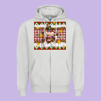 Stacked Christmas Farm Zipper Hoodie Designed By Artiststas