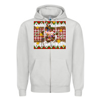 Dove Grey Stacked Christmas Farm Zipper Hoodie - Artiststas