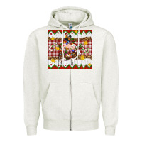 Oatmeal Heather Stacked Christmas Farm Zipper Hoodie - Artiststas