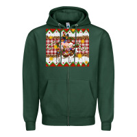 Sports Green Stacked Christmas Farm Zipper Hoodie - Artiststas