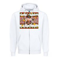 White Stacked Christmas Farm Zipper Hoodie - Artiststas