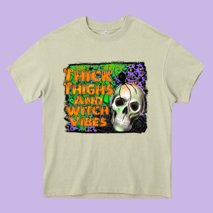 Thick Thighs And Witch Vibes Heavy Core Tee Designed By Jahusdesignshop