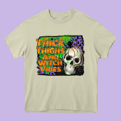 Thick Thighs And Witch Vibes Heavy Core Tee Designed By Jahusdesignshop