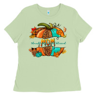Matcha thankful grateful blessed mom pumpkin Ladies Tee - NancyCooperArtShop
