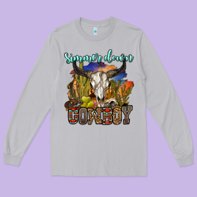 Simmer Down Cowboy Long Sleeve Tee Designed By Oliviacreatesart