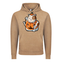 Vintage Coffee cute kawaii maneki neko cat halloween pumpkin costume boys Vintage Hoodie - trangStudio
