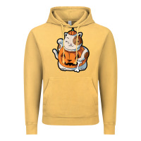 Vintage Mustard cute kawaii maneki neko cat halloween pumpkin costume boys Vintage Hoodie - trangStudio