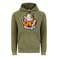 Vintage Olive cute kawaii maneki neko cat halloween pumpkin costume boys Vintage Hoodie - trangStudio