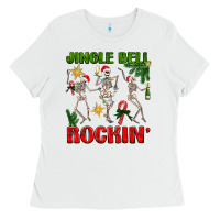 White Jingle bell rockin' Ladies Tee - NancyCooperArtShop