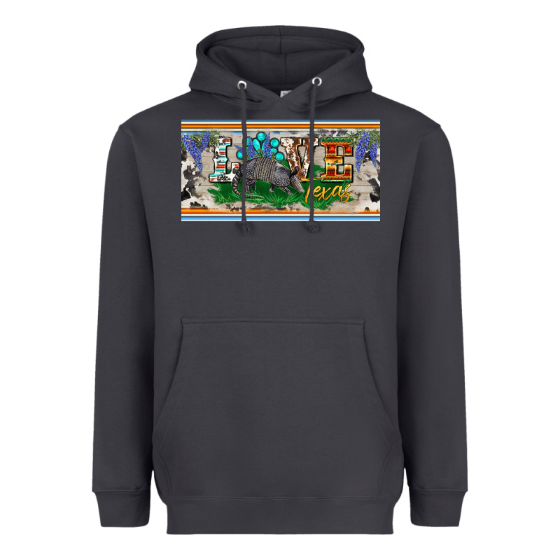 Love Texas Armadillo License Plate Heavyweight Hoodie by BarkalooDesign | Teevron