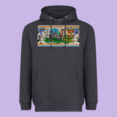 Love Texas Armadillo License Plate Heavyweight Hoodie Designed By Barkaloodesign