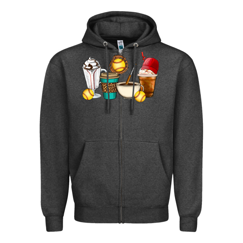 Softball Coffee Cups Zipper Hoodie by Artiststas | Teevron