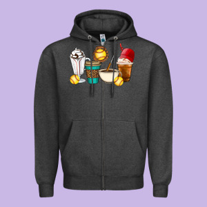 Softball Coffee Cups Zipper Hoodie Designed By Artiststas
