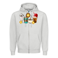 Dove Grey Softball coffee cups Zipper Hoodie - Artiststas