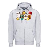 Heather Grey Softball coffee cups Zipper Hoodie - Artiststas