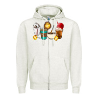 Oatmeal Heather Softball coffee cups Zipper Hoodie - Artiststas