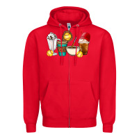 Red Softball coffee cups Zipper Hoodie - Artiststas