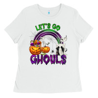 White Let's Go Ghouls Ladies Tee - texasbilliewilder