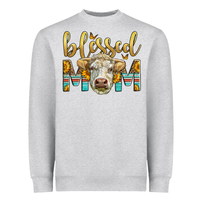 Western Blessed Mom Charolais Bull Mother's Day Heavyweight Sweatshirt by LillyAllenDesigns | Teevron