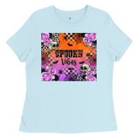 Baby Blue Spooky Vibes Ladies Tee - texasbilliewilder