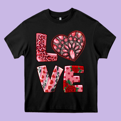 Love  With Pink Gemstone Heavy Core Tee Designed By Ranaportraitstore