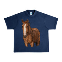 Navy brown horse Urban Heavy Tee - RanaPortraitStore