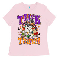 Bubblegum Pink trick or teach halloween Ladies Tee - NancyCooperArtShop