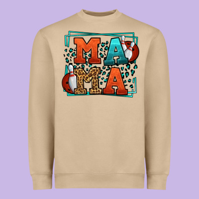 Bowling Mama Leopard Frame Mother's Day Heavyweight Sweatshirt Designed By Lillyallendesigns