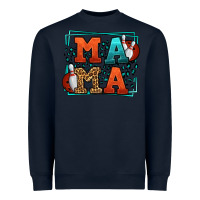 Navy Bowling mama leopard frame Mother's Day Heavyweight Sweatshirt - LillyAllenDesigns