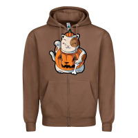 Chestnut cute kawaii maneki neko cat halloween pumpkin costume boys Zipper Hoodie - trangStudio
