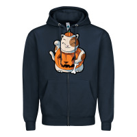 Navy cute kawaii maneki neko cat halloween pumpkin costume boys Zipper Hoodie - trangStudio