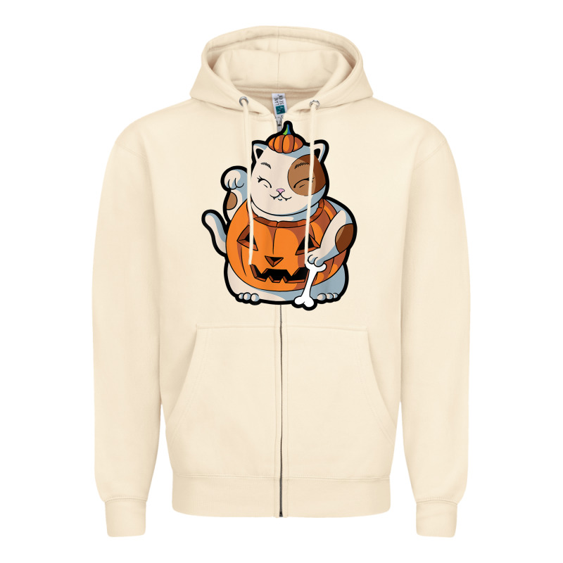 Cute Kawaii Maneki Neko Cat Halloween Pumpkin Costume Boys Zipper Hoodie by trangStudio | Teevron