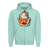 Seafoam cute kawaii maneki neko cat halloween pumpkin costume boys Zipper Hoodie - trangStudio