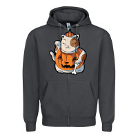 Smoke cute kawaii maneki neko cat halloween pumpkin costume boys Zipper Hoodie - trangStudio