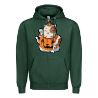Sports Green cute kawaii maneki neko cat halloween pumpkin costume boys Zipper Hoodie - trangStudio