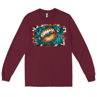 Burgundy Football Lips Long Sleeve Tee - Jasminsmagicworld