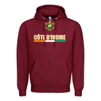 Burgundy Cote d_Ivoire National Flag Ivory Coast Coat Of Arms Gift Zipper Hoodie - trangStudio