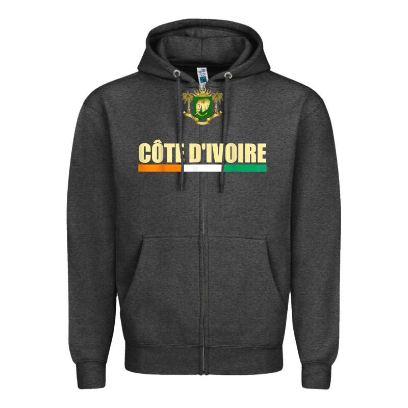 Cote D_ivoire National Flag Ivory Coast Coat Of Arms Gift Zipper Hoodie by trangStudio | Teevron