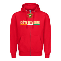 Red Cote d_Ivoire National Flag Ivory Coast Coat Of Arms Gift Zipper Hoodie - trangStudio