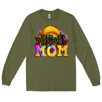 Army Green softball mom Long Sleeve Tee - OliviaCreatesArt