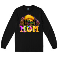 Black softball mom Long Sleeve Tee - OliviaCreatesArt