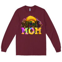 Burgundy softball mom Long Sleeve Tee - OliviaCreatesArt