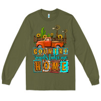 Army Green country roads take me home olivia Long Sleeve Tee - OliviaCreatesArt