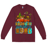 Burgundy country roads take me home olivia Long Sleeve Tee - OliviaCreatesArt
