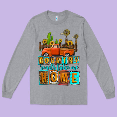 Country Roads Take Me Home Olivia Long Sleeve Tee Designed By Oliviacreatesart