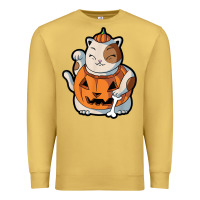 Antique Gold cute kawaii maneki neko cat halloween pumpkin costume boys Premium Sweatshirt - trangStudio